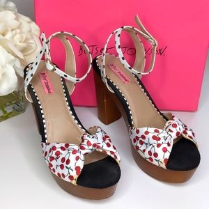 Betsey Johnson Nellie Cherries Polka Dots Wedges 8.5